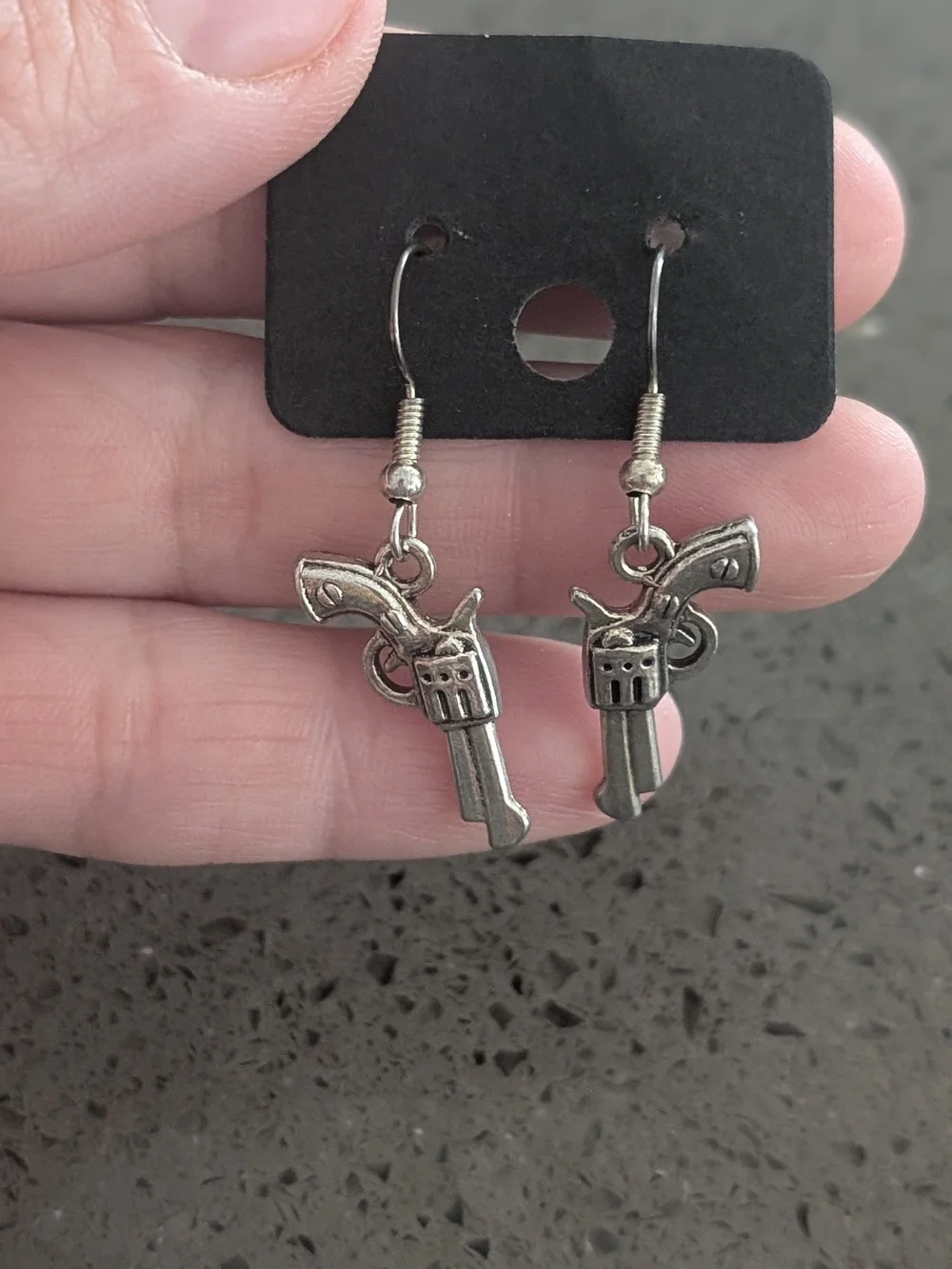Fashion Jewelry Silver Revolver Dangle Earrings